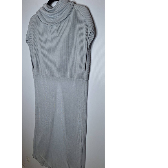 ST Studio Lagenlook Long Split Front Tunic Medium Ribbed Knit Gray Cowl Neck - Picture 9 of 9